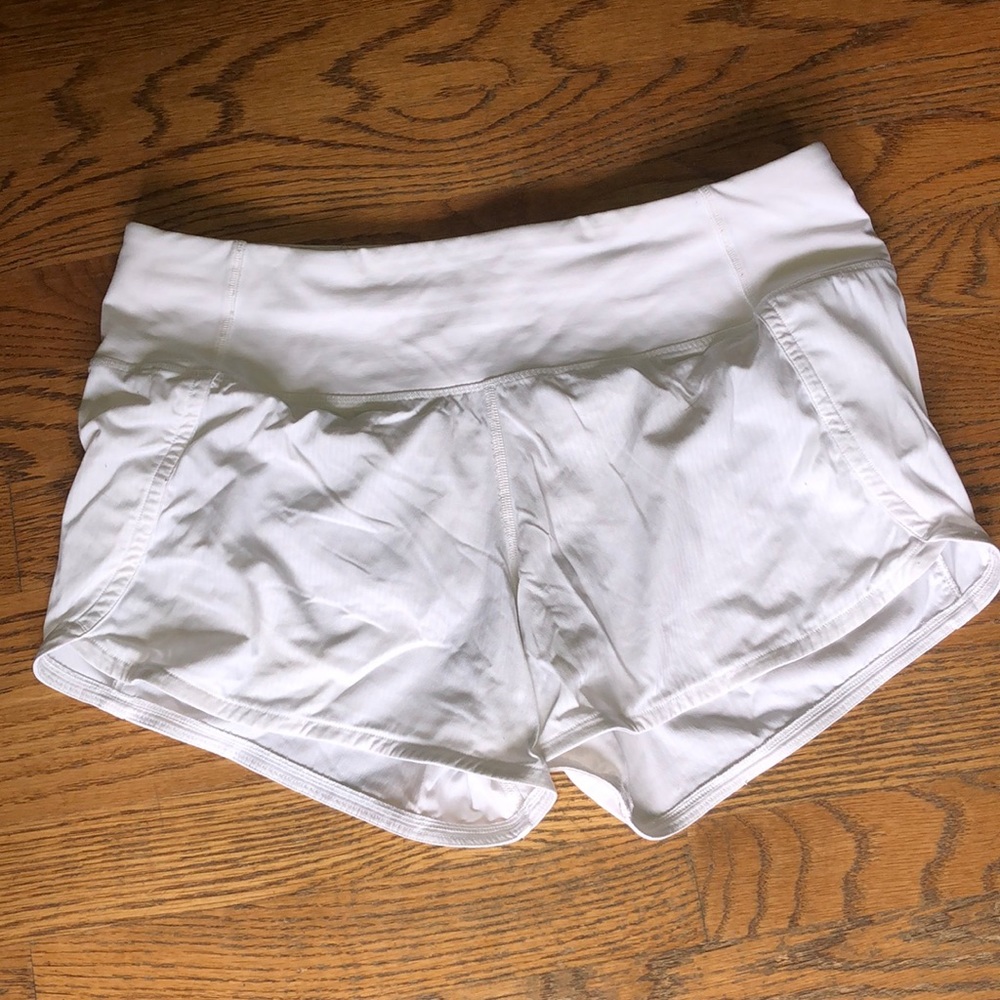 White Lululemon athletic shorts